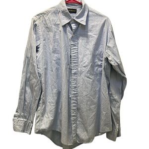 💚EUC Norbridge 100% Cotton Pin Point Oxford Striped Blue Shirt